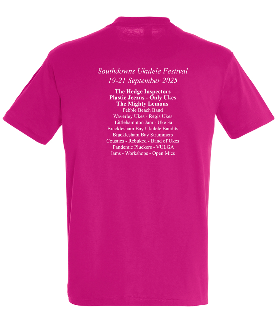 Southdowns Ukulele Festival T- Shirt Fuchsia